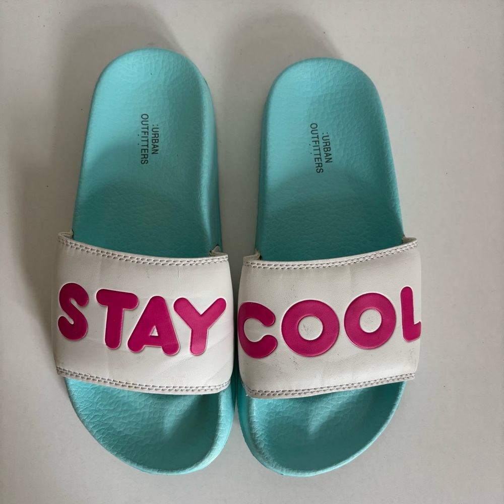 Urban Outfitters STAY COOL Green and White Sandals